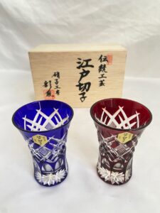 伝統工芸 江戸切子 彩鳳 最高級 ハンドカット 天開 ぐい呑 ガラス グラス
