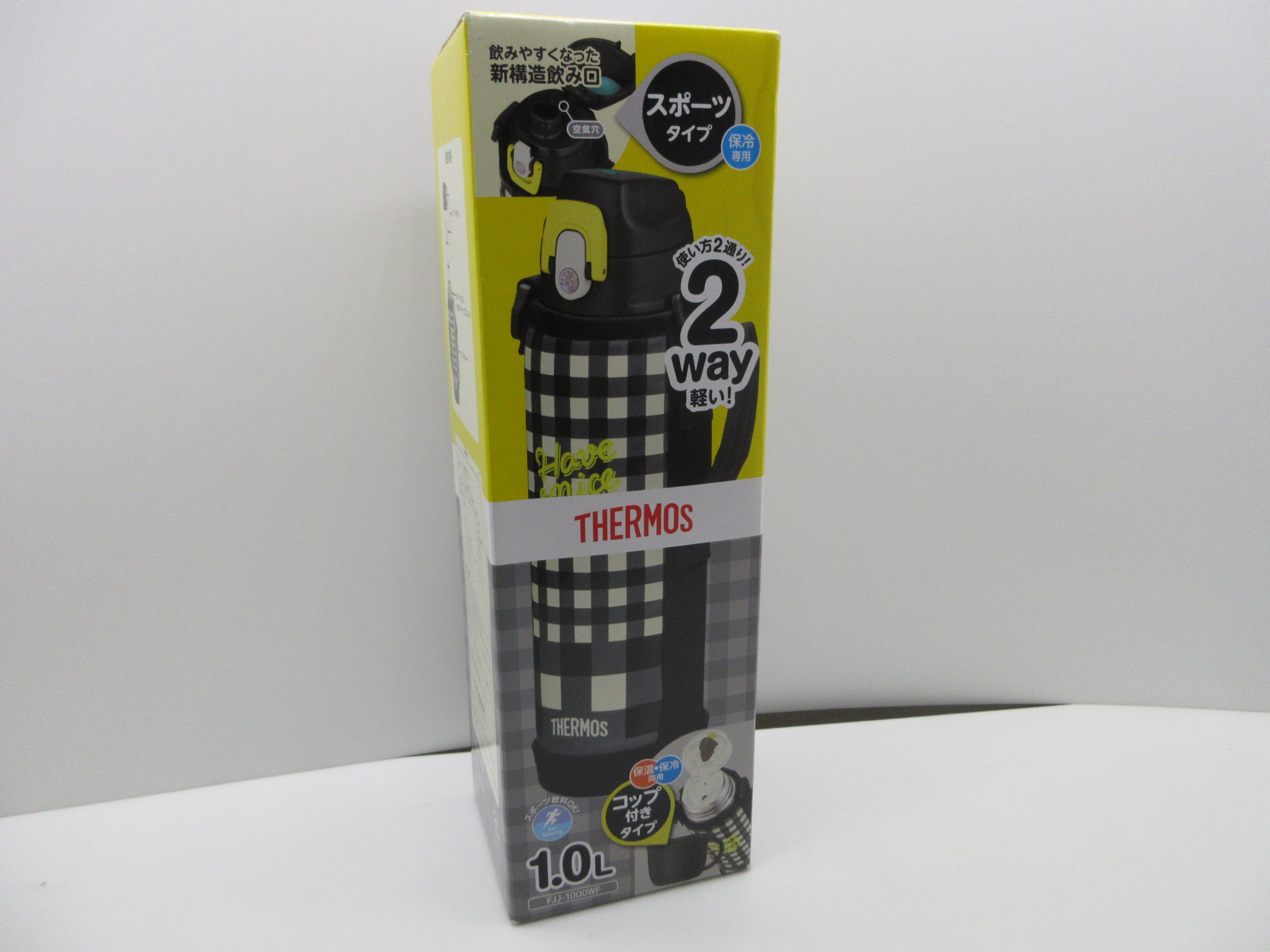 サーモス 水筒 真空断熱2ウェイボトル 1.0L/1.03L ブラックチェック FJJ-1000WF
