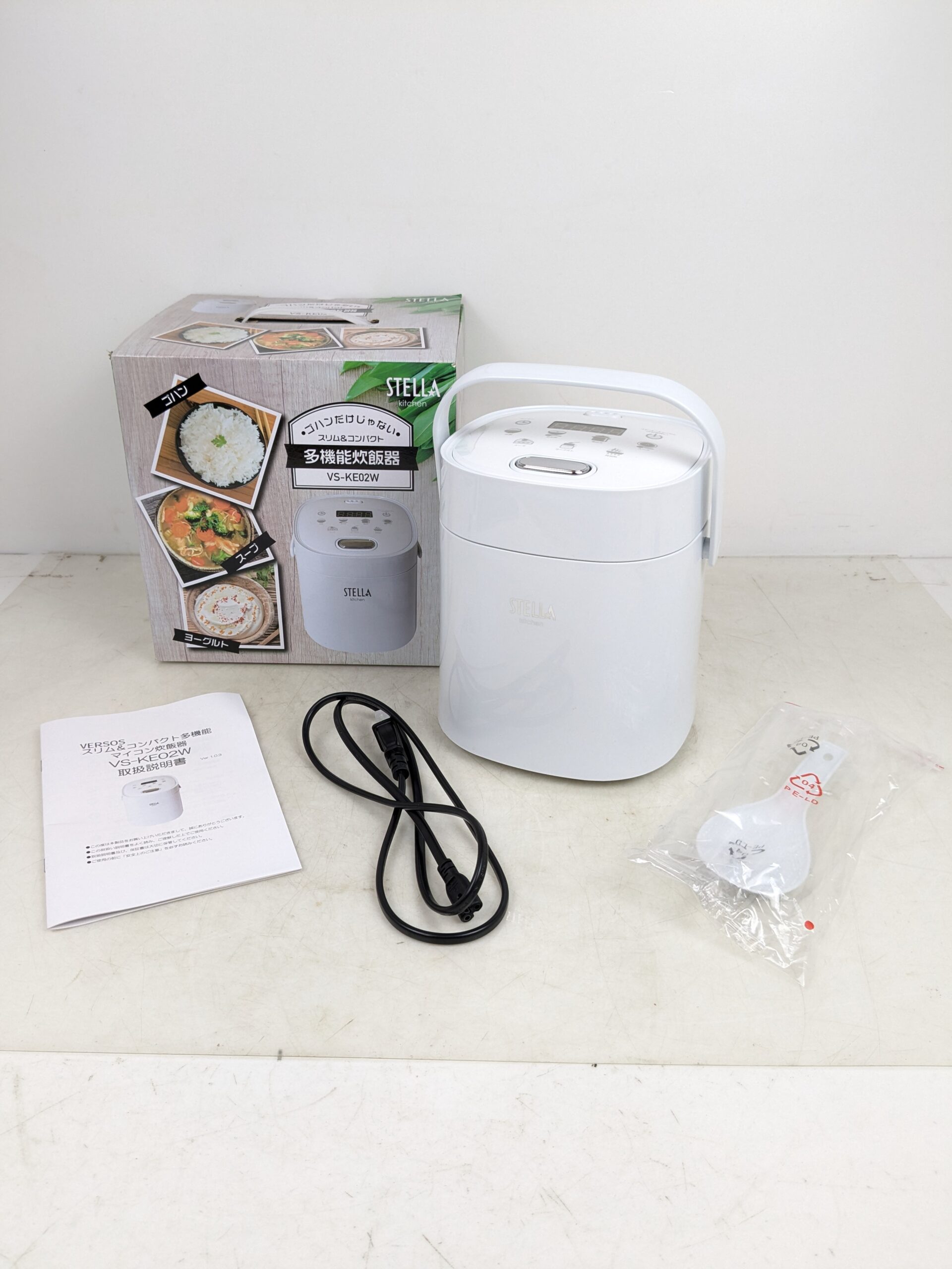 VERSOS 炊飯器 2合炊き スリム コンパクト 多機能炊飯器 STELLA VS-KE02W ホワイト