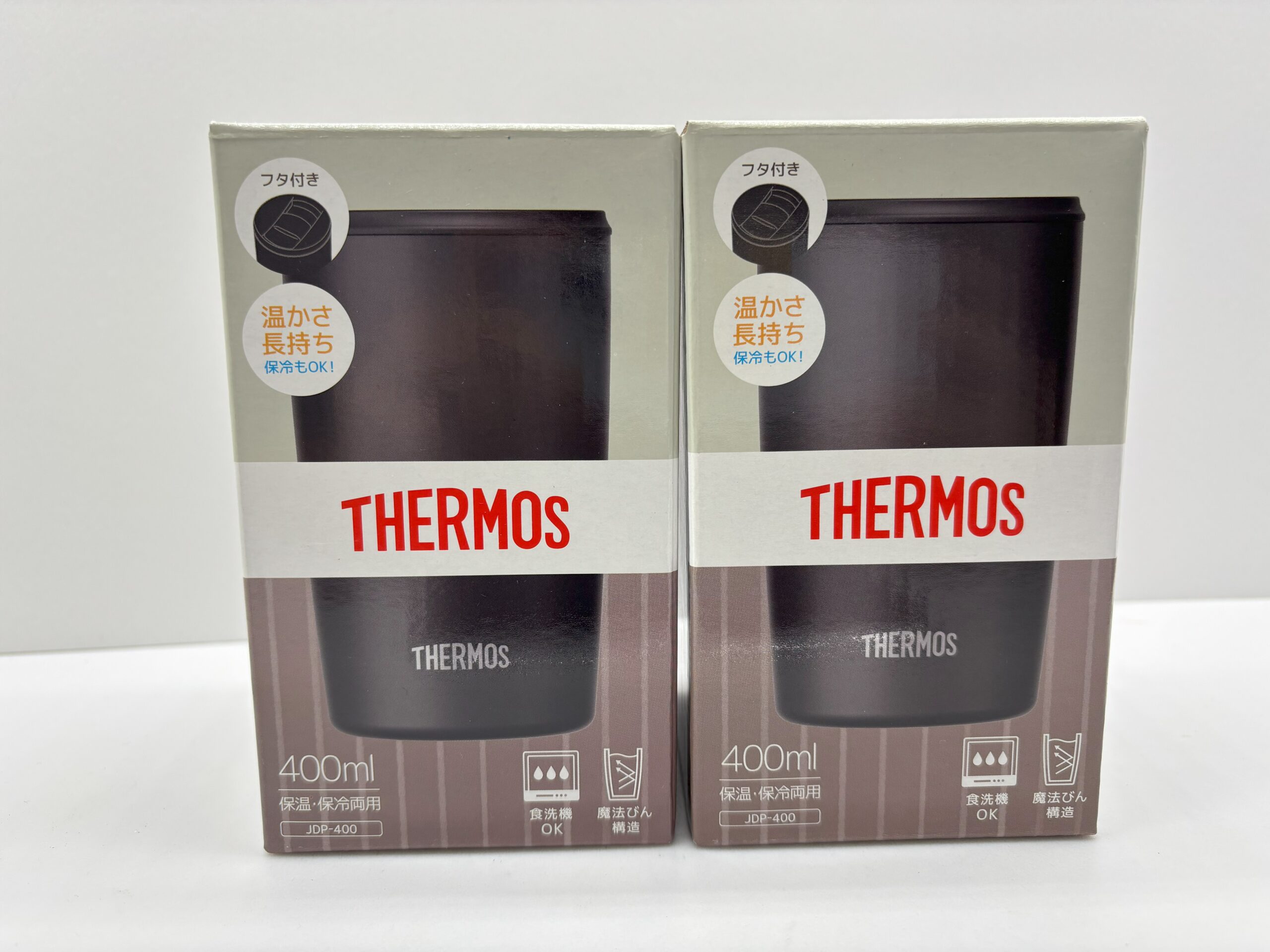 サーモス 真空断熱タンブラー フタ付き 400ml ブラック JDP-400 BK